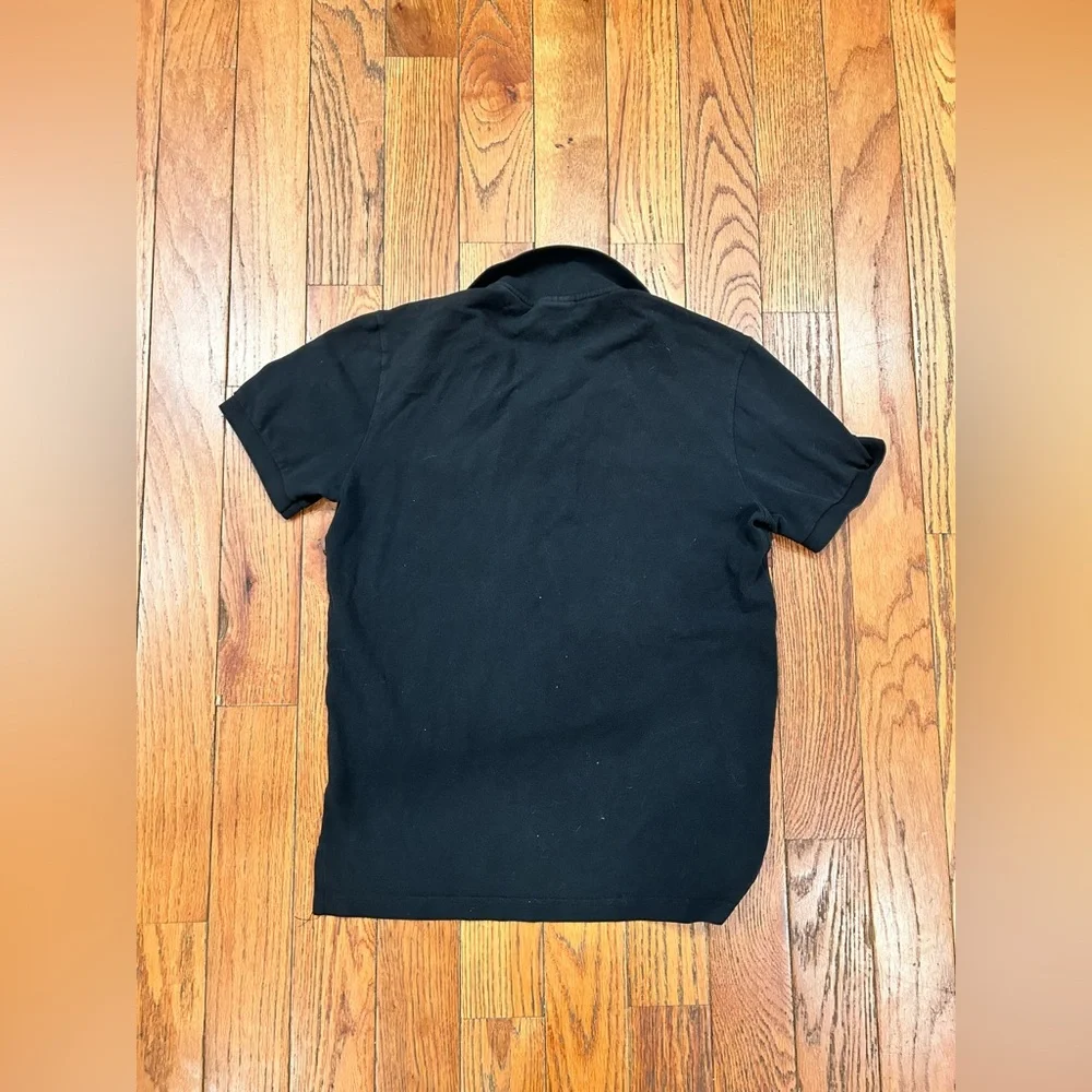 Vintage Lacoste Polo Shirt Size 3 Black Cotton Short Sleeve Big Croc Peru France - Picture 7 of 8